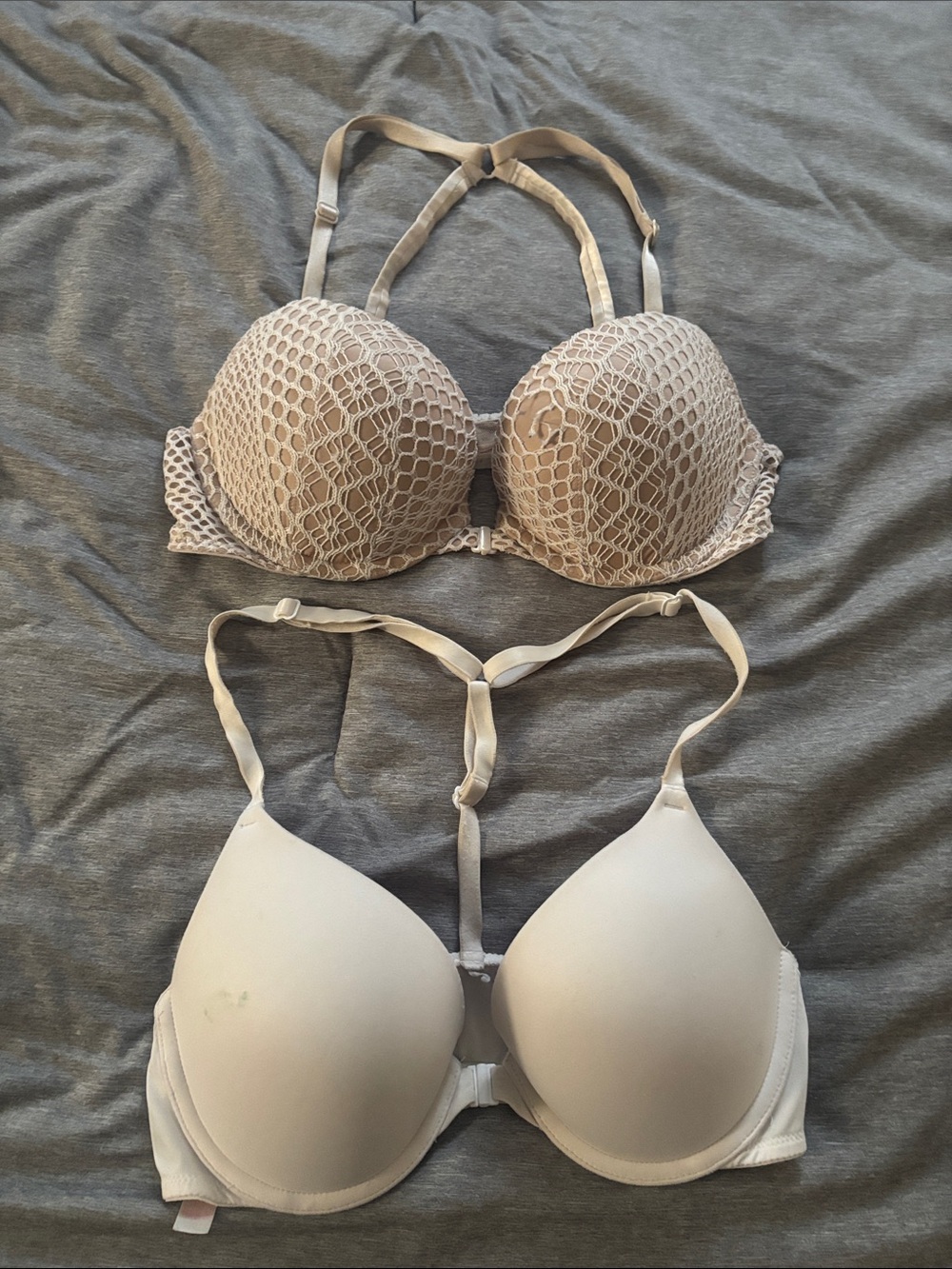 PINK Victoria's Secret Beige Lace and Nude Smooth Bra Duo